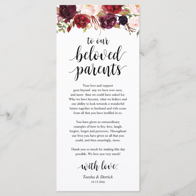 Burgundy Marsala, Place Setting Thank You Card (Front)