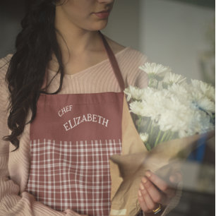 Burgundy Marsala Plaid Apron