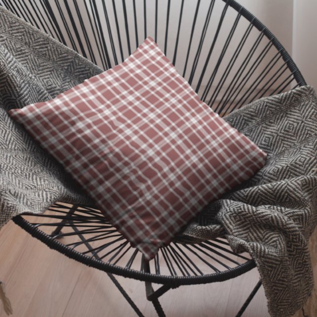 Burgundy Marsala Plaid Cushion (Creator Uploaded)