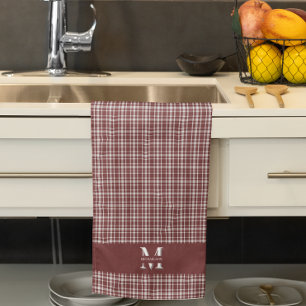 Burgundy Marsala Plaid Tea Towel