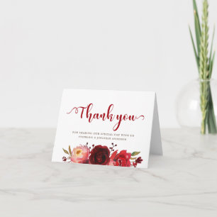 Burgundy Marsala Red Roses Floral Thank you
