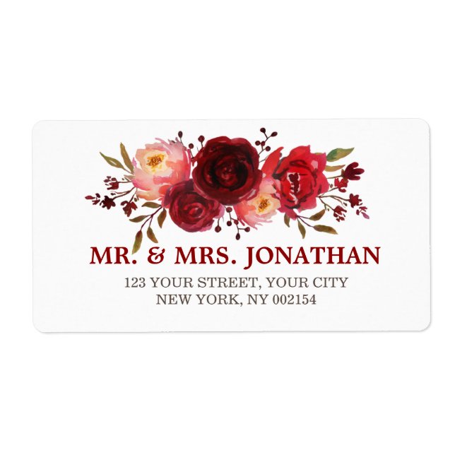 Burgundy Marsala Red Roses Floral Wedding (Front)