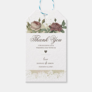 Burgundy Marsala Rustic Floral Wedding Thank You Gift Tags