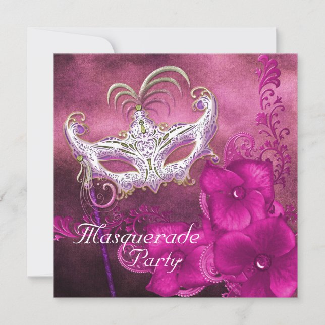 Burgundy Masquerade Party Invitation (Front)