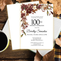 Burgundy Mauve Ivory Fall Flowers 100th Birthday