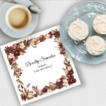 Burgundy Mauve White Fall Flower 80th Birthday Napkin<br><div class="desc">Elegant burgundy, mauve and ivory white fall flowers create a very pretty floral frame. Berries and branches give it a modern and rustic Boho vibe. The birthday celebrant's name is written in a timeless script font. Two lines of text below let you customise your birthday message. This item is part...</div>