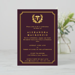 Burgundy MD Caduceus+Laurel Wreath Graduation