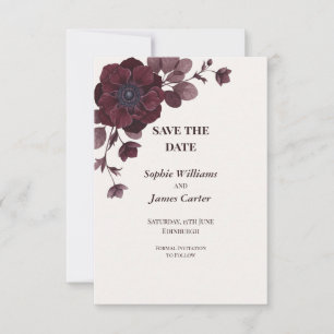 Burgundy Merlot Anemone Wedding Save The Date