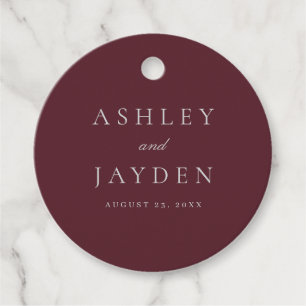 Burgundy Merlot Wine Minimal Wedding Favour Tags