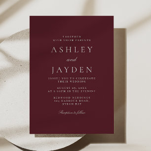 Burgundy Merlot Wine Minimal Wedding Invitation