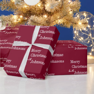 Burgundy Merry Christmas Personalised Wrapping Paper