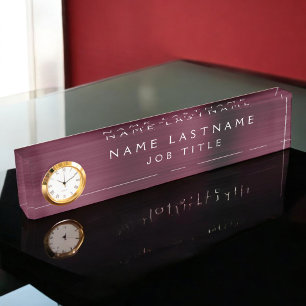 Burgundy Metallic Corporate Custom Professional Nameplate
