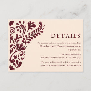 Burgundy Mexican Wedding Details Card Insert