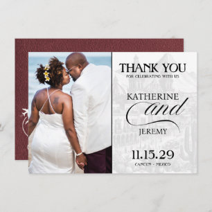 Burgundy Mexico Passport Thank You Card