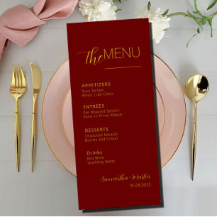 Burgundy Minimal Script Wedding Menu