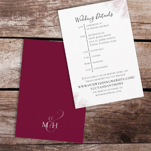 Burgundy Minimal Wedding Timeline Details Card