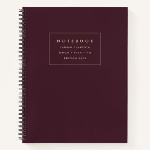 Burgundy Minimalist Notebook with Gold Accents