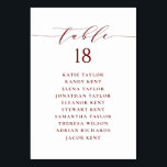 Burgundy Minimalist Script Wedding Seating Plan Table Number<br><div class="desc">Customisable table number seating plan. It features a burgundy whimsical script and classic typography. Personalise by adding your own details. This minimalist table seating plan is perfect for any weddings,  baby showers,  bridal showers,  birthdays,  and so much more.</div>