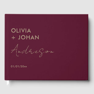 Burgundy Minimalist Wedding Guest Book