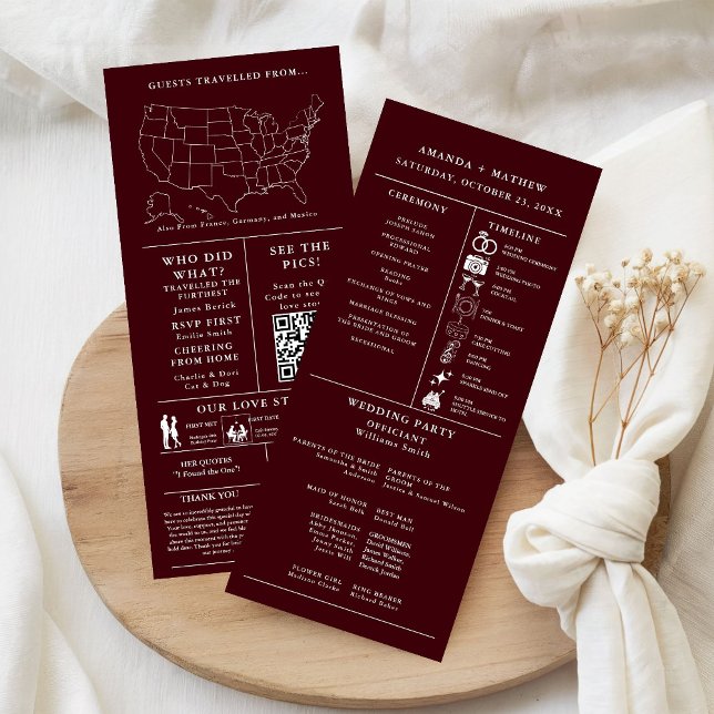 Burgundy Minimalist Wedding Infographic Program (Creator Uploaded)