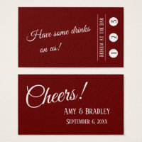 Burgundy Modern 3-Punch Drink Ticket Cards