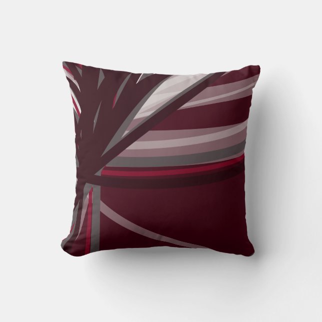 Burgundy Modern Abstract Ribbon Design Cushion (Front)