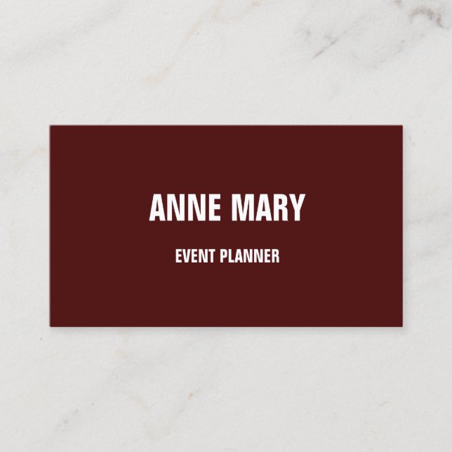 Burgundy Modern Bold Bright Colourful Wine Red Coo Business Card (Front)
