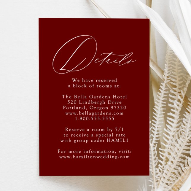 Burgundy Modern Elegance Wedding Details Enclosure Card (Creator Uploaded)