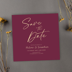 Burgundy Modern Elegant Wedding Save The Date Invitation