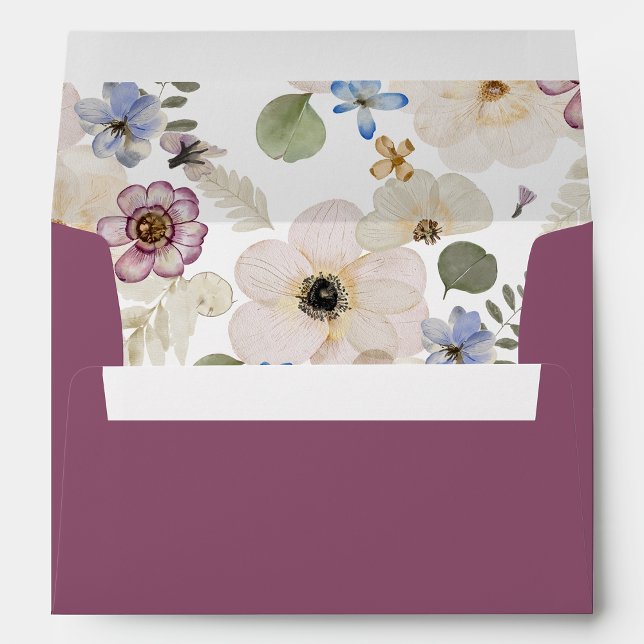 Burgundy Modern Floral Envelope (Burgundy Modern Floral Watercolor Envelope by Painted Paperie
)