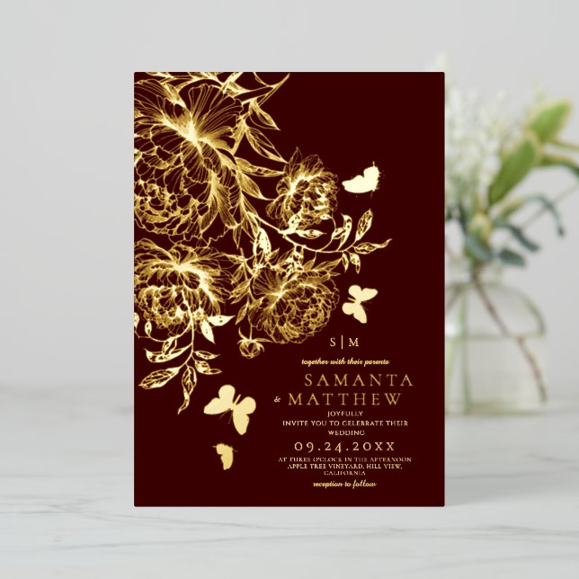 Burgundy⎮Modern Floral Minimalist Wedding (Standing Front)