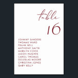 Burgundy Modern Handwritten Script Wedding Table Number<br><div class="desc">This modern table numbers card features a burgundy handwritten script and minimalist typography. Personalise by adding your details. This custom table card is perfect for weddings,  bridal showers,  baby showers,  and other events.</div>