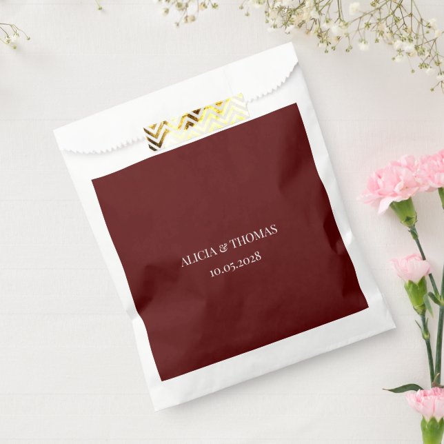 Burgundy Modern Initials Minimalist Wedding  Favour Bags (Sealed)