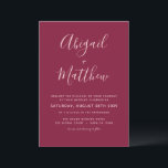 Burgundy Modern Minimalistic Wedding Invitation<br><div class="desc">Personalise this Burgundy Simple and Elegant Double Sided Invitation with your message and details. This trendy invitation includes modern and elegant stylish simple handwritten script blush pink typography for the special Wedding to Be celebration.</div>