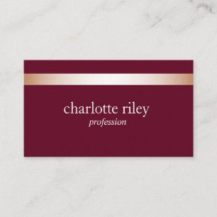 Burgundy   Modern Rose Gold Striped Stylish Business Card