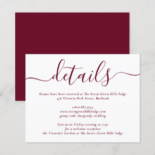 Burgundy Modern Script Wedding Enclosure Card