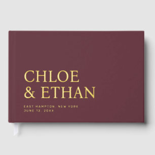 Burgundy Modern Wedding Foil Guest Book