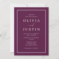 Burgundy Modern White Border Wedding