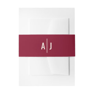 Burgundy Monogram Classic Minimalist Wedding Invitation Belly Band