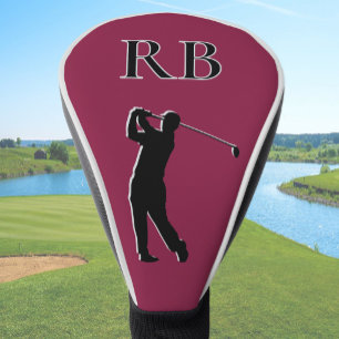 Burgundy Monogram Golf Head Cover For Men