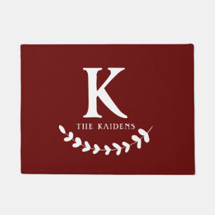 Burgundy Monogram Initial Letter Family Last Name Doormat