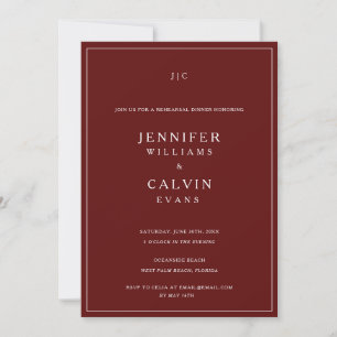 Burgundy Monogram Rehearsal Dinner Invitation