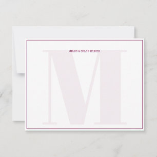 Burgundy Monogram Typewriter Couple Wedding Custom Card