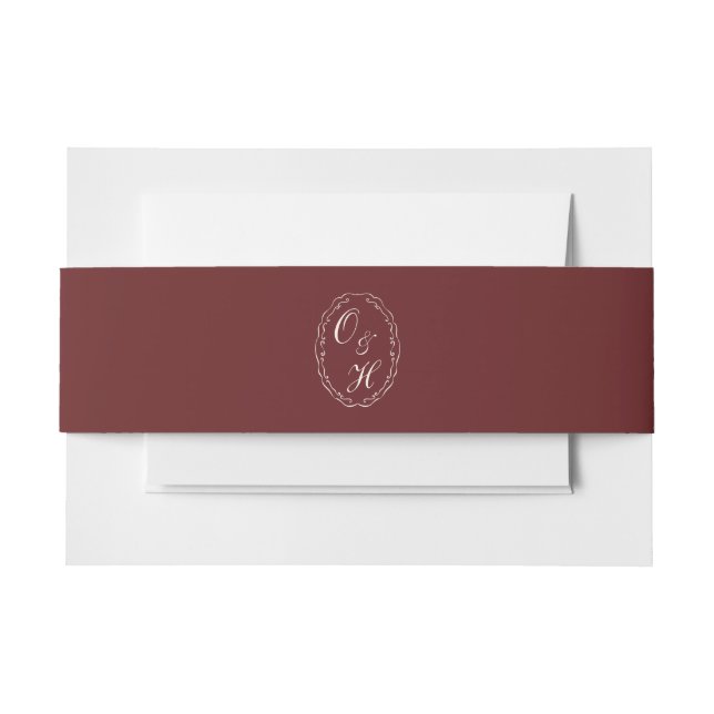 Burgundy Monogram Wedding Belly Band Invitation Belly Band (Front Example)