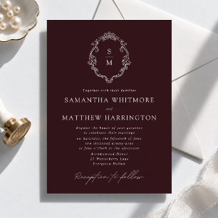 Burgundy Monogram Wedding Invitation