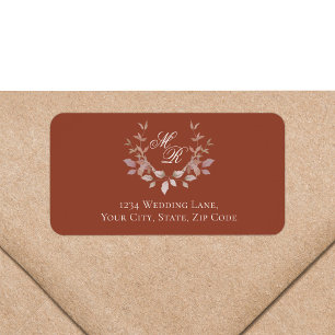 Burgundy Monogram Wedding Return Address Label