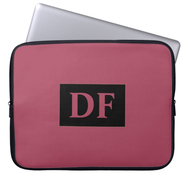 Burgundy Monogrammed Laptop Sleeve (Front)