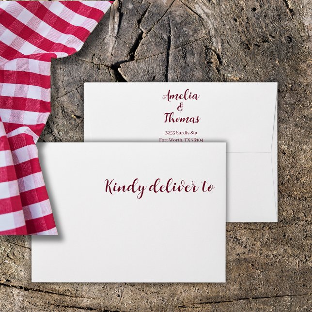 Burgundy Monograms Minimalist Classic Wedding  Envelope (Creator Uploaded)