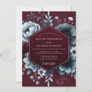 Burgundy Moody Bloom Elegance Wedding Invitation