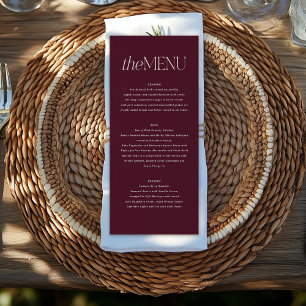 Burgundy Moody Floral Elegant Wedding Menu